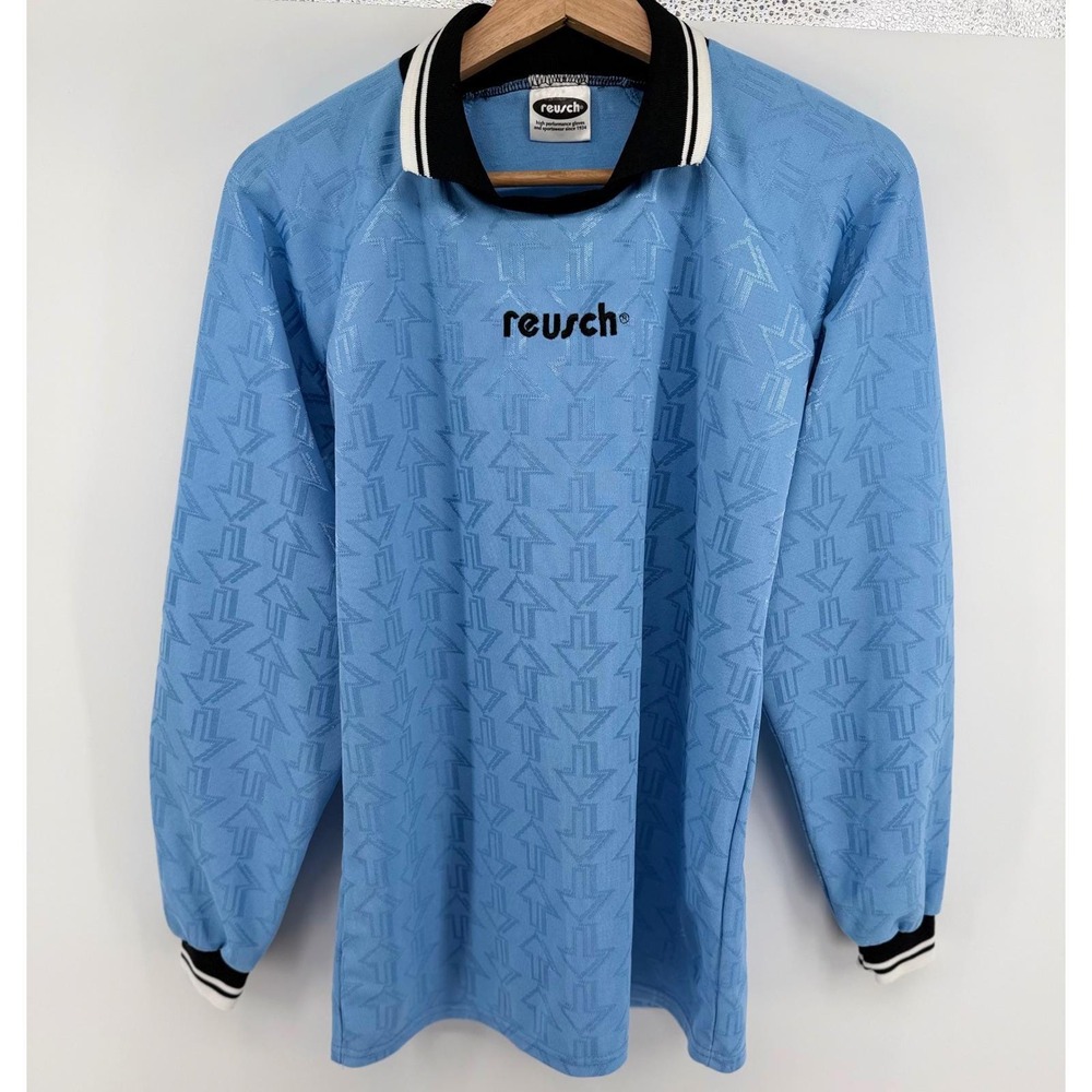 Vintage Reusch Goalkeeper Jersey Blue Padded Elbows Soccer Shirt 0893